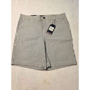 Ben Sherman Men's Shorts Size 30 Navy/White Striped Seersucker Bermuda 9"